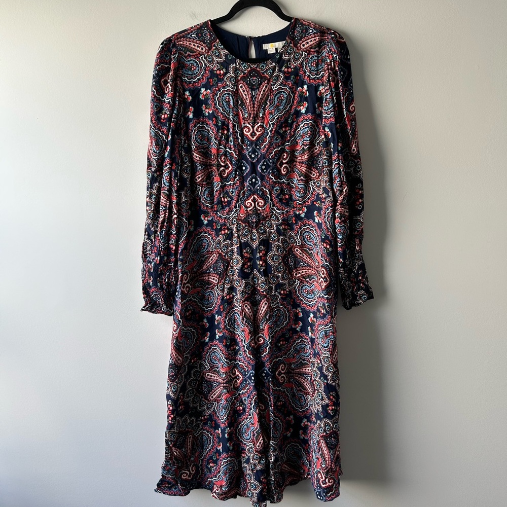 Boden paisley printed long sleeve midi/maxi dress